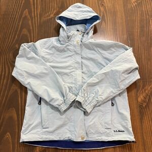 L.L. BEAN Hooded Jacket Womens Small Regular Light Blue Nylon Shell Outdoor